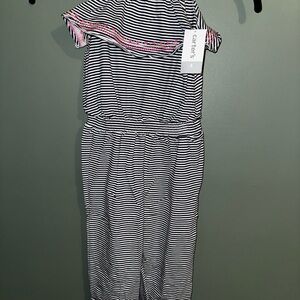 Carter's Black and White Striped Kids One Piece with Pink Accents
